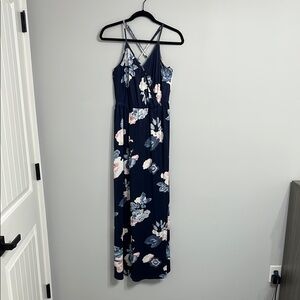 Amazon Blue and White Spaghetti Strap Maxi Sundress